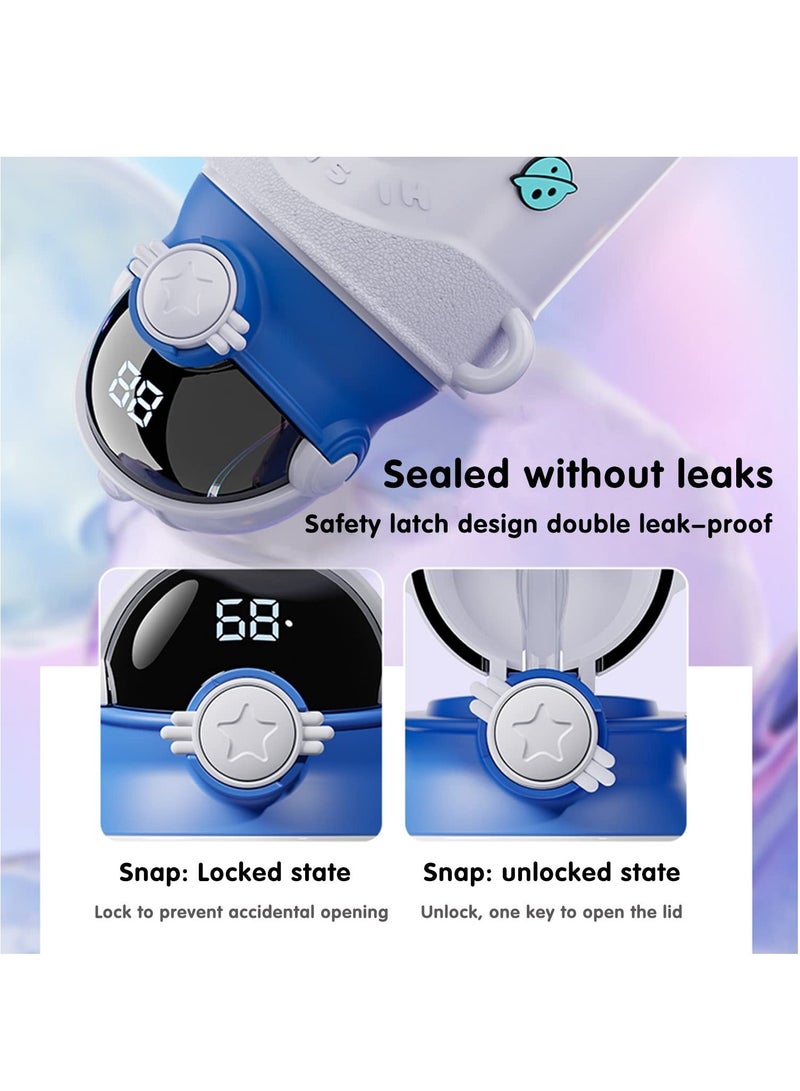 Y&D SYOSI Kids Water Bottle, 17oz/500ml Thermos Stainless Steel Vacuum Insulated Bottle with Straw, Leak and Splash Proof, Temperature Display for (White) - Image 3