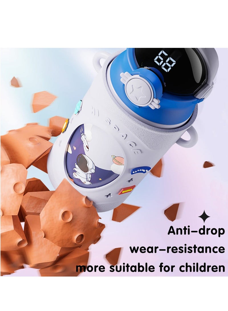 Y&D SYOSI Kids Water Bottle, 17oz/500ml Thermos Stainless Steel Vacuum Insulated Bottle with Straw, Leak and Splash Proof, Temperature Display for (White) - Image 2