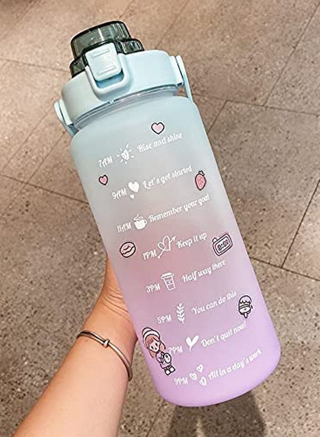 LIMOS Large 2L Motivational Water Bottle with Time Marker & Straw  - Image 1