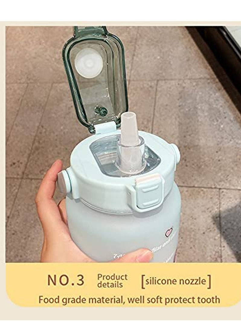 LIMOS Large 2L Motivational Water Bottle with Time Marker & Straw  - Image 4