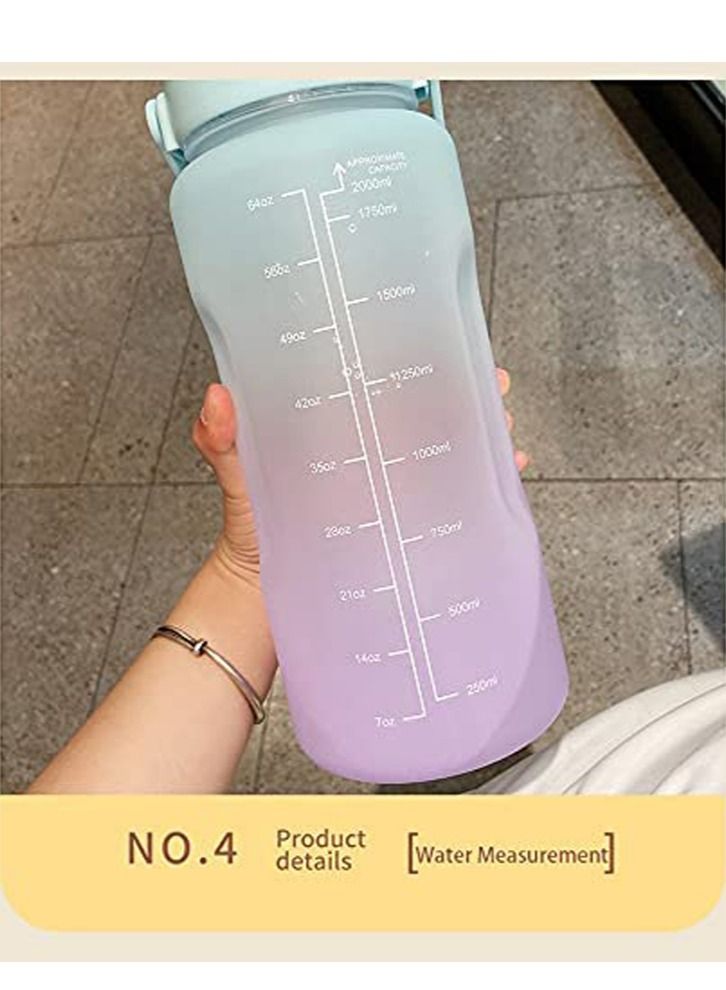 LIMOS Large 2L Motivational Water Bottle with Time Marker & Straw  - Image 5