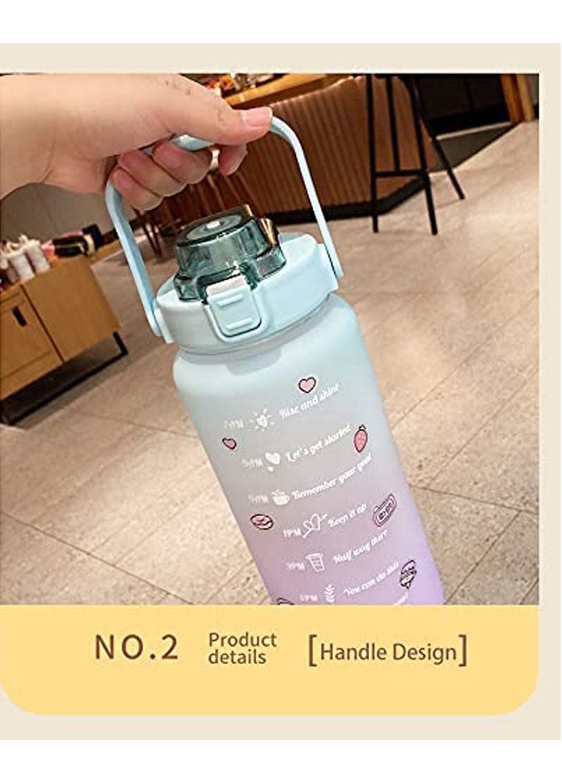 LIMOS Large 2L Motivational Water Bottle with Time Marker & Straw  - Image 3