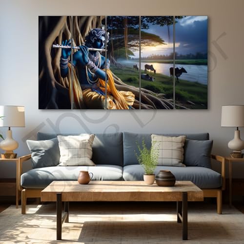 The Castle Decor Krishna ji painting with frame Big Size 27x48 Wall art for living room,Bedroom,Drawing room,Hotels-Wooden Framed-552 - Image 1
