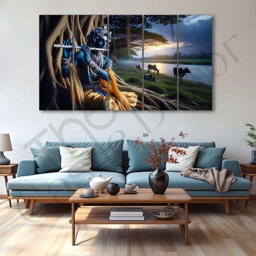 The Castle Decor Krishna ji painting with frame Big Size 27x48 Wall art for living room,Bedroom,Drawing room,Hotels-Wooden Framed-552 - Image 2