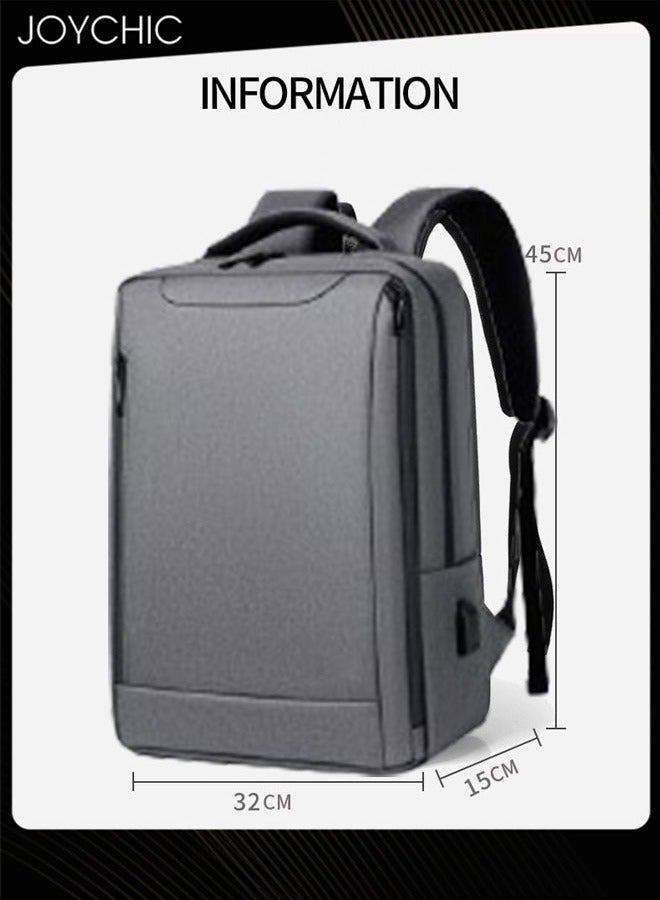 Joychic Travel Business Laptop Backpack Wear-resistant Computer Daypack Anti-theft Double Shoulder Bag with USB Charging Port for Men School Office Fits 15.6 inch Grey - Image 4
