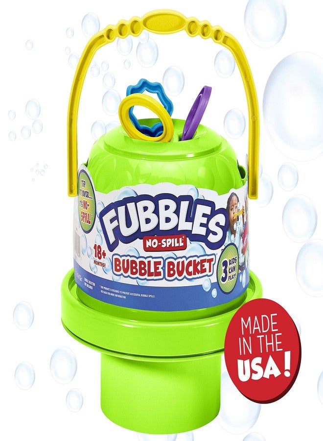 Fubbles Bubbles No-Spill Big Bubble Bucket in Green | Bubbles for Toddlers and Kids of All Ages | Includes Fubbles Bubbles Bucket and 3 Bubble Wands, Made in The USA - Image 3