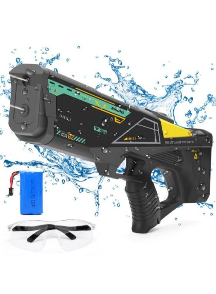 مسدسات مياه كهربائية للبالغين والأطفال - مسدس رش كهربائي لمسافات طويلة يصل مداه إلى 32 قدمًا، ضغط عالٍ 550 سي سي يعمل بالبطارية، جهاز امتصاص الماء الفائق، ألعاب إطلاق النار في الهواء الطلق على الشاطئ