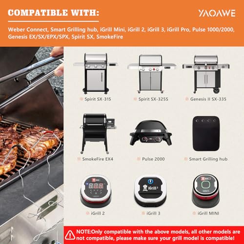 YAOAWE 2-Pack iGrill Meat Probe Replacement for Weber Gas and SmokeFire Pellet Grills, 2.5mm Plug Temperature Probe Accessories for Weber Connect Smart, with 2 Probe Grill Clips - Image 3