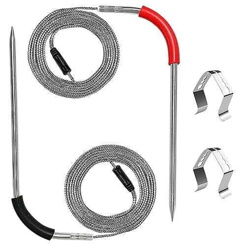 YAOAWE 2-Pack iGrill Meat Probe Replacement for Weber Gas and SmokeFire Pellet Grills, 2.5mm Plug Temperature Probe Accessories for Weber Connect Smart, with 2 Probe Grill Clips - Image 1
