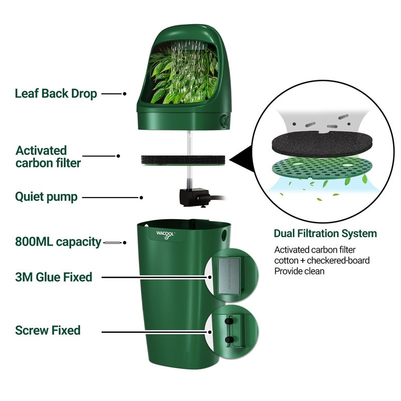 WACOOL TERRA Wacool Reptile Water Dripper Chameleon Drinking Fountain Water Dispenser, Automatic Water Feeder for Bearded Dragon Gecko Lizard Frog Snake/Reptile Accessories - Image 3