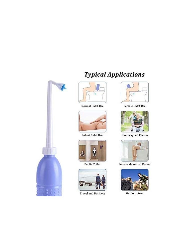 ECVV شطاف محمول كبير 650 مل زجاجة بيديه محمولة للسفر شطاف مرحاض يدوي مقعد بخاخ ماء - Image 3