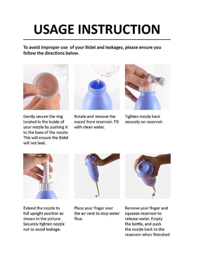 ECVV شطاف محمول كبير 650 مل زجاجة بيديه محمولة للسفر شطاف مرحاض يدوي مقعد بخاخ ماء - Image 4