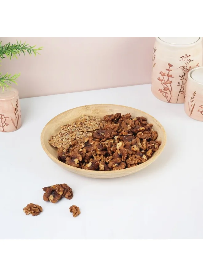 DANUBE HOME Loretta Bamboo Serving Tray Modern Houseware Serving Tray Wooden Bamboo Circle Tray for Coffee Table 23 x 23 x 4 Hcm