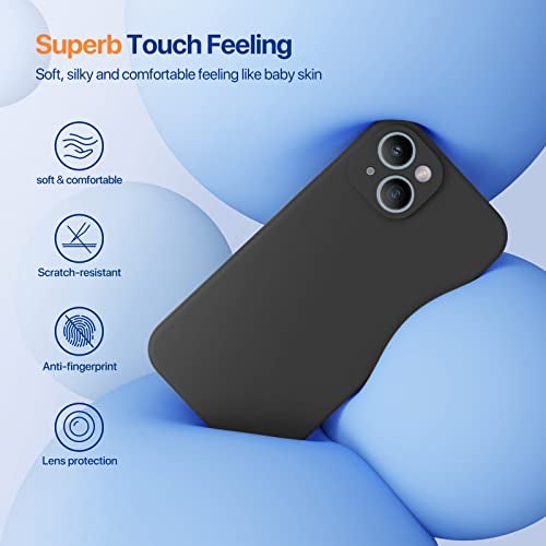 Miracase Designed for iPhone 14 Case with Screen Protector,[Upgraded Enhanced Camera Protection],Shockproof Liquid Silicone Case with Microfiber Lining, 6.1 inch,Black - Image 3