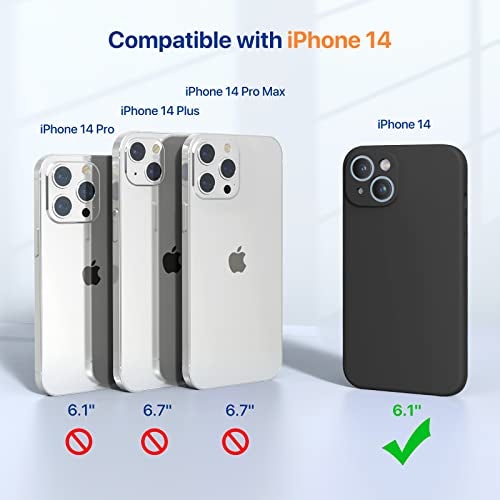 Miracase Designed for iPhone 14 Case with Screen Protector,[Upgraded Enhanced Camera Protection],Shockproof Liquid Silicone Case with Microfiber Lining, 6.1 inch,Black - Image 2