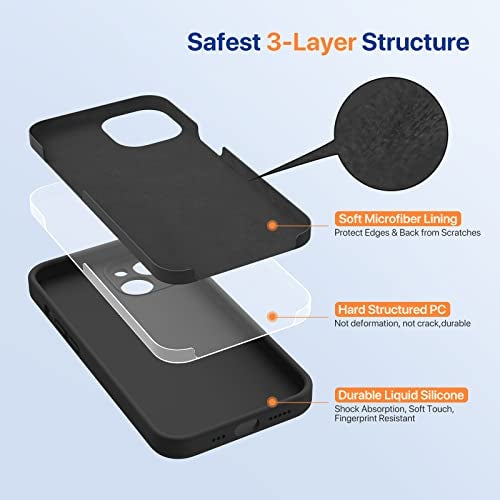 Miracase Designed for iPhone 14 Case with Screen Protector,[Upgraded Enhanced Camera Protection],Shockproof Liquid Silicone Case with Microfiber Lining, 6.1 inch,Black - Image 4