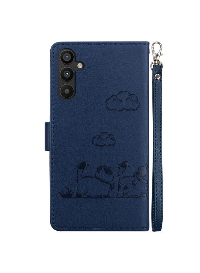 اس-توب جراب لهاتف Samsung Galaxy A35 5G جراب هاتف جلدي برسومات قطط لطيفة بتقنية RFID - Image 3