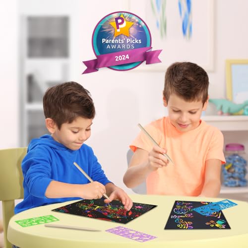 FUNNYB&G Rainbow Scratch Paper Art for Kids - 100 Pcs Magic Rainbow Scratch Paper Off Set Scratch Easter Crafts Arts Supplies Kits Pads Sheets for Party Games Halloween Christmas Birthday Gifts - Image 3
