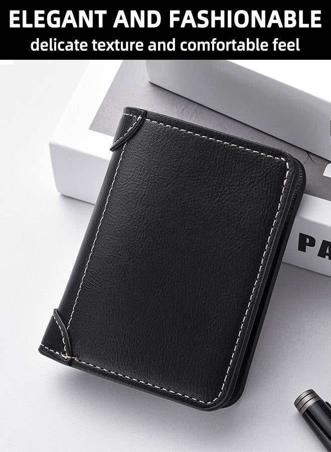 Deabolar Premium Men's Wallet - Vertical Short Design Luxury Card Holder, Large Capacity Business Credit Card Holder, Men's Slim Front Pocket Wallet - Image 5