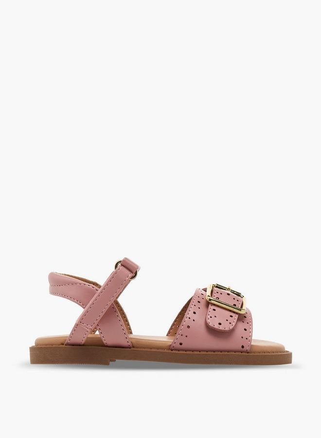 JUNIORS Girls Laser Cut Design Hook & Loop Sandals - Image 1