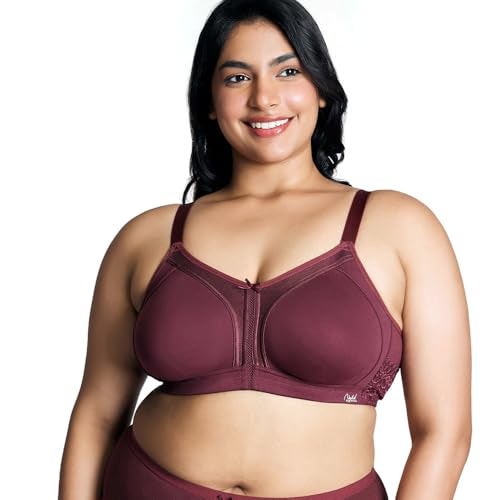 NYKD by Nykaa Women’s Full Support M-Frame Heavy Bust Everyday Cotton Bra | Non-Padded | Wireless | Full Coverage| Bra, NYB101, Wine, 34C, 1N - Image 1
