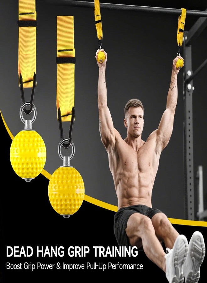 FitBeast Pull Up Ball Grips & Finger Straps Set – Grip Balls for Dead Hangs, Pull Ups, Climbing & Home Gym Training (Yellow) - Image 2