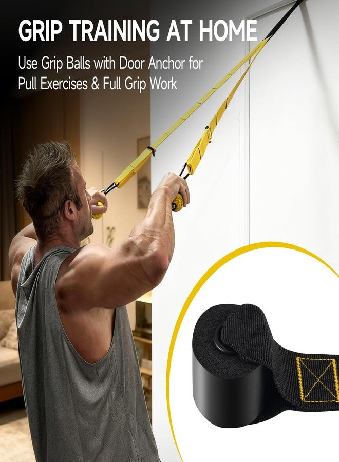 FitBeast Pull Up Ball Grips & Finger Straps Set – Grip Balls for Dead Hangs, Pull Ups, Climbing & Home Gym Training (Yellow) - Image 3
