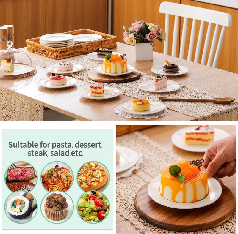 OMAYKEY 6 Inch Ceramic Dessert Plates Set of 18 Small Salad Plates Porcelain Round Shaped Dinner Plates Appetizer Plates for Cake Waffles Snacks Side Dish Oven Microwave Dishwasher Safe White - Image 4
