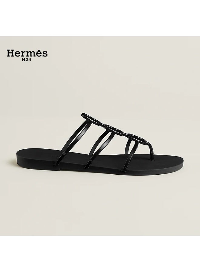 Hermes H24 صندل هيرميس H24 ميكونوس للنساء، بتفاصيل سلسلة، صيفي، أسود - Image 2