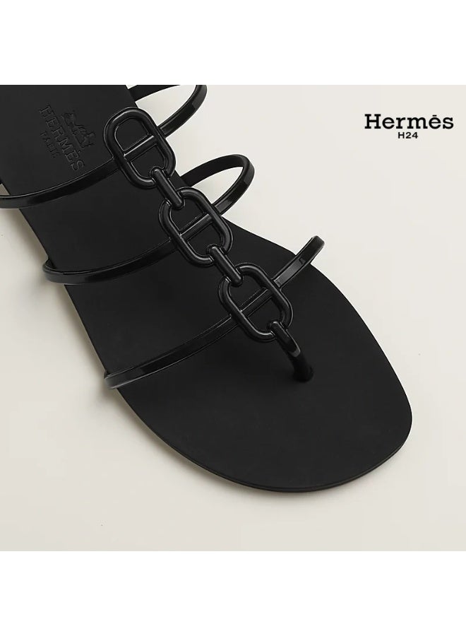 Hermes H24 صندل هيرميس H24 ميكونوس للنساء، بتفاصيل سلسلة، صيفي، أسود - Image 4