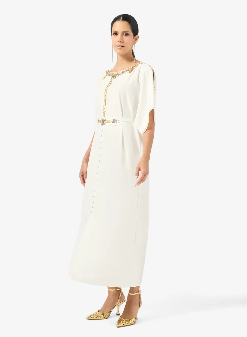 Khizana  Embellished Dress With Slit Sleeves for Women | Best Price UAE