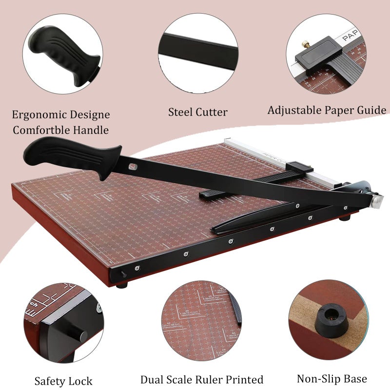 Homdox Paper Cutter Heavy Duty 18" Cut Length Professional Large Paper Cutter 12-Sheet Capacity Guillotine Paper Cutter for Cardstock, Safety, Efficience, Wide Use for Office, School, Home (A2-A7) - Image 3