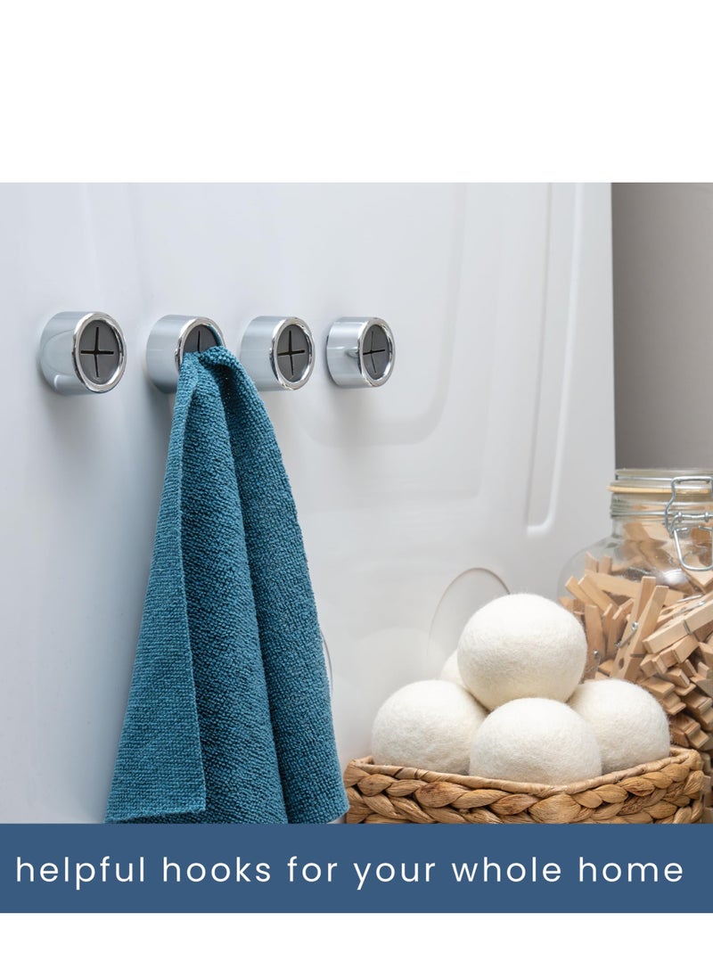 spa luxetique Round Adhesive Push Towel Hooks for Kitchen, Hand and Dish Towels, Grey, 4 Pack  - Image 4