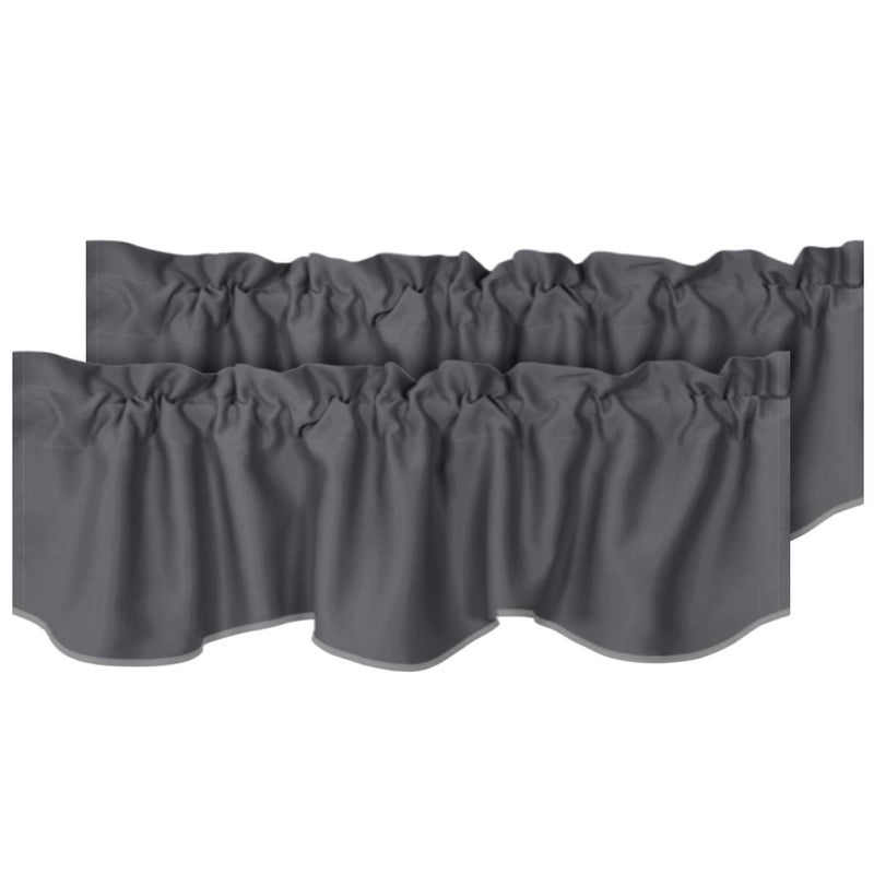 H.VERSAILTEX HVERSAILTEX 4 Panels Blackout Curtain Valances for Kitchen WindowsLiving RoomBathroom Privacy Protection Rod Pocket Decoration Scalloped Winow Valance Curtains 52 W x 18 L Charcoal Gray 
