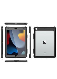 ipad 10.2 Waterproof Case 2021/2020/2019, Case iPad 7th/iPad 8th/iPad 9th Generation IP68 Waterproof ipad 10.2 Cover with Strap Stand Pencil Holder Built-in Screen Protector Rugged Shockproof Case