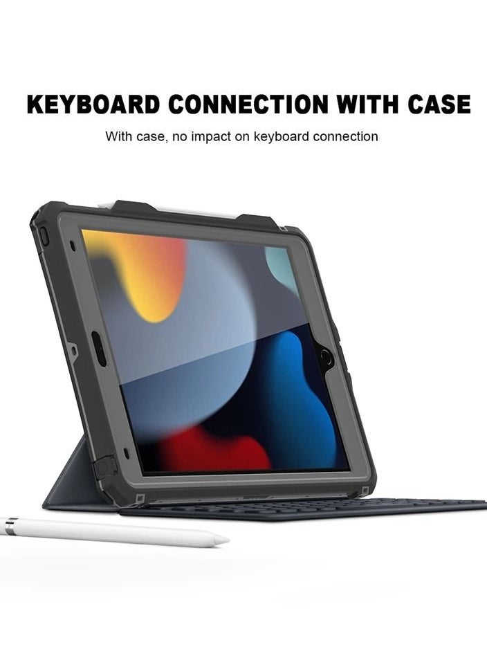 Generic - ipad 10.2 Waterproof Case 2021/2020/2019, Case iPad 7th/iPad 8th/iPad 9th Generation IP68 Waterproof ipad 10.2 Cover with Strap Stand Pencil Holder Built-in Screen Protector Rugged Shockproof Case - Image 1