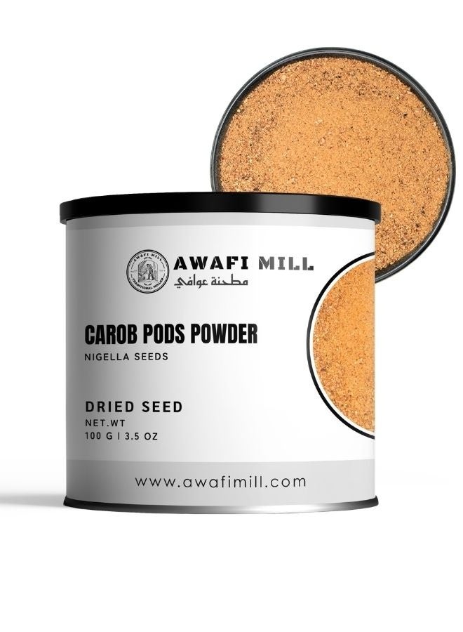 AWAFI MILL Carob Pod Powder 100g (3.5 Oz) - Kharrub Ceratonia siliqua Natural Sweet Powder for Drinks & Baking - Image 1