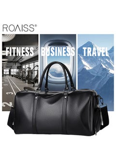 roaiss Men's Pu Leather Travel Handbag Adjustable And Detachable Shoulder Strap Large Capacity Crossbody Bag  - Image 5