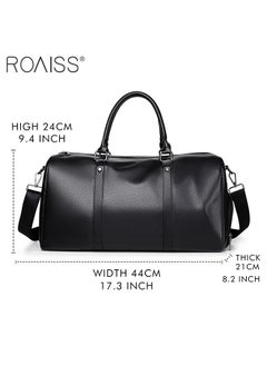 roaiss Men's Pu Leather Travel Handbag Adjustable And Detachable Shoulder Strap Large Capacity Crossbody Bag  - Image 4