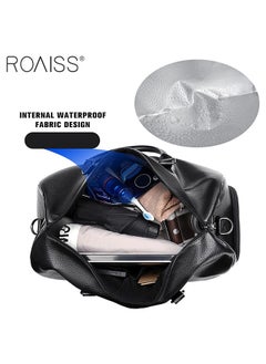 roaiss Men's Pu Leather Travel Handbag Adjustable And Detachable Shoulder Strap Large Capacity Crossbody Bag  - Image 3
