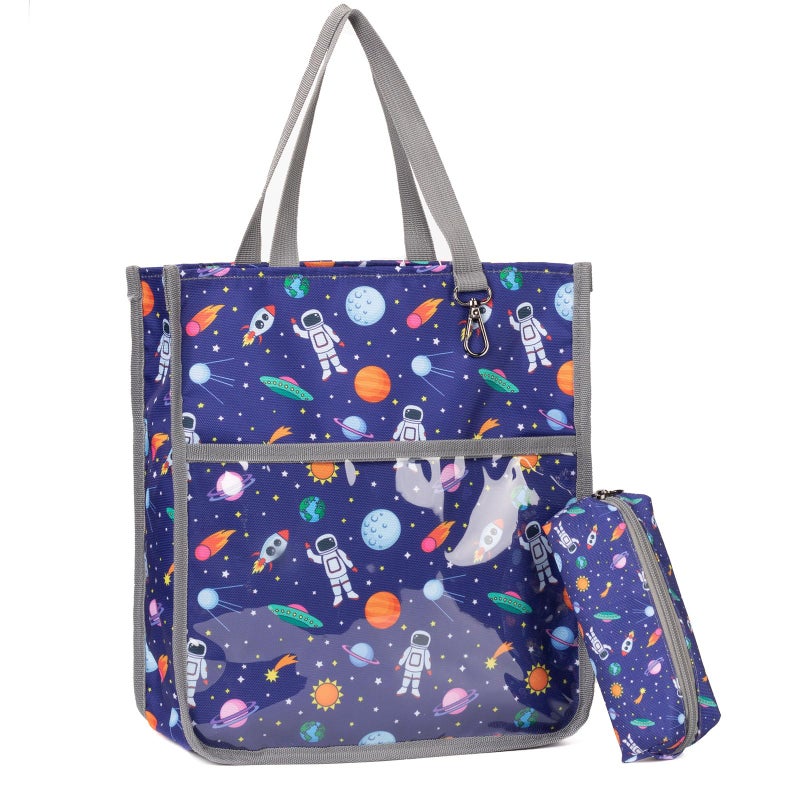 Maplerich Kids Cute Tote Bags for Boys Girls Ages 4-16,Handbags with Pencil Case, Book Tote Bags with Zipper for School and Playtime (grey) - Image 1