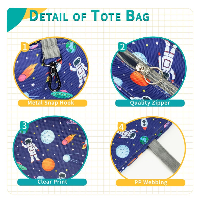 Maplerich Kids Cute Tote Bags for Boys Girls Ages 4-16,Handbags with Pencil Case, Book Tote Bags with Zipper for School and Playtime (grey) - Image 5
