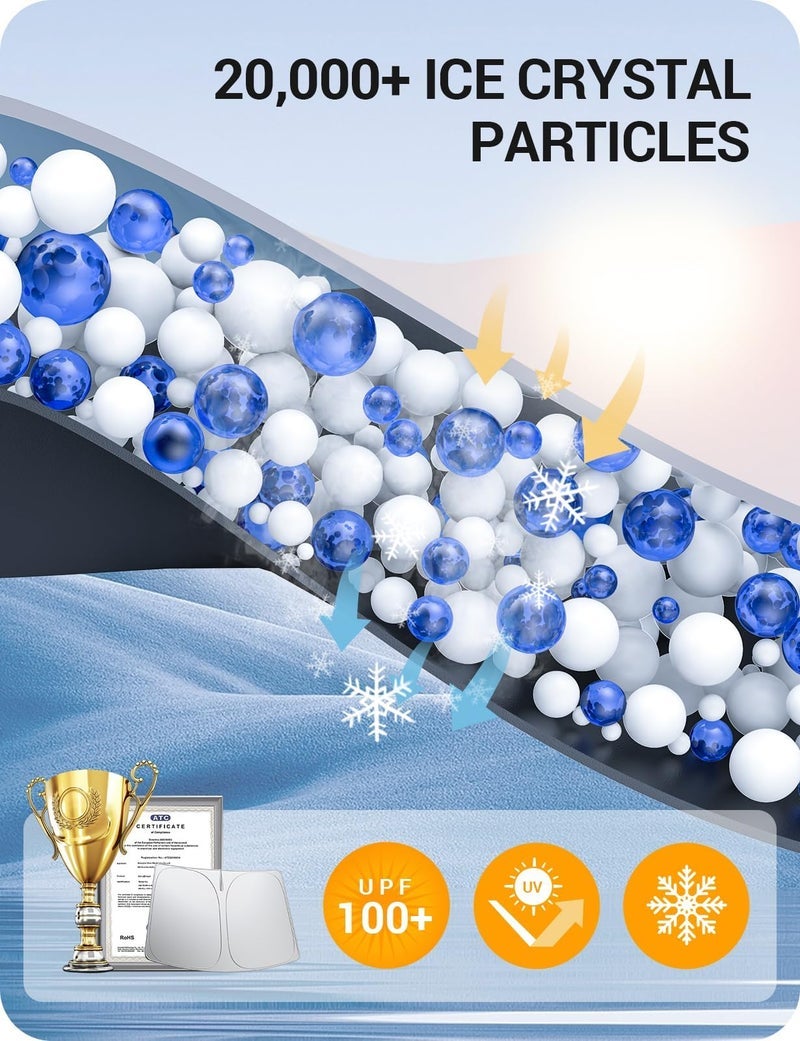 BASENOR موديل Y موديل 3 بغطاء زجاج أمامي من BASENOR 2017-2026، غطاء شمس قابل للطي من نافذة النافذة كاملة، واقي واقي من الأشعة فوق البنفسجية (Fit Model 3 Highland & 2025 موديل Y 2026 Juniper) - Image 1