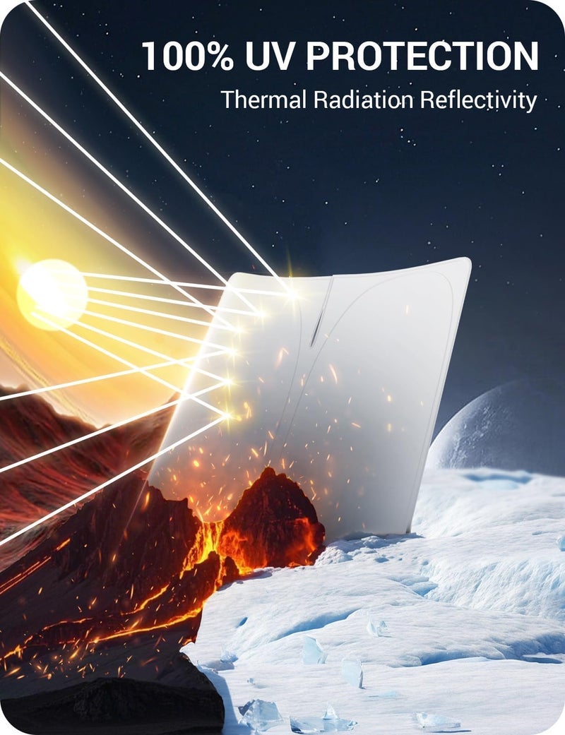 BASENOR موديل Y موديل 3 بغطاء زجاج أمامي من BASENOR 2017-2026، غطاء شمس قابل للطي من نافذة النافذة كاملة، واقي واقي من الأشعة فوق البنفسجية (Fit Model 3 Highland & 2025 موديل Y 2026 Juniper) - Image 2
