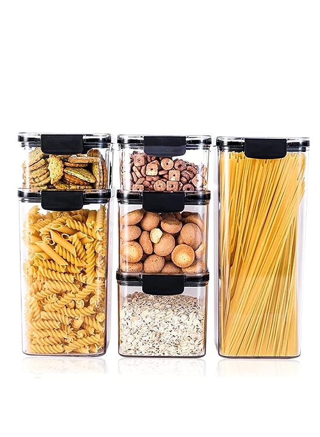 Storage Container set 6pcs (5.42 Litre) Kitchen Organization BPA Free Airtight Stackable Plastic box With Labels and Marker Ideal for Dry Food, Pasta, Sugar, Flour - Pack of 6 - Image 2
