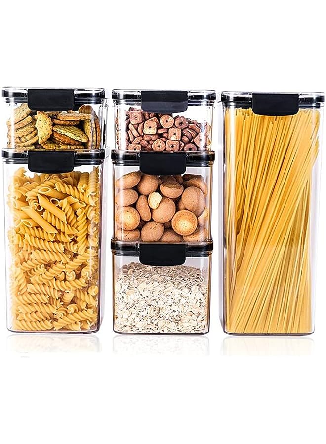 Storage Container set 6pcs (5.42 Litre) Kitchen Organization BPA Free Airtight Stackable Plastic box With Labels and Marker Ideal for Dry Food, Pasta, Sugar, Flour - Pack of 6 - Image 1