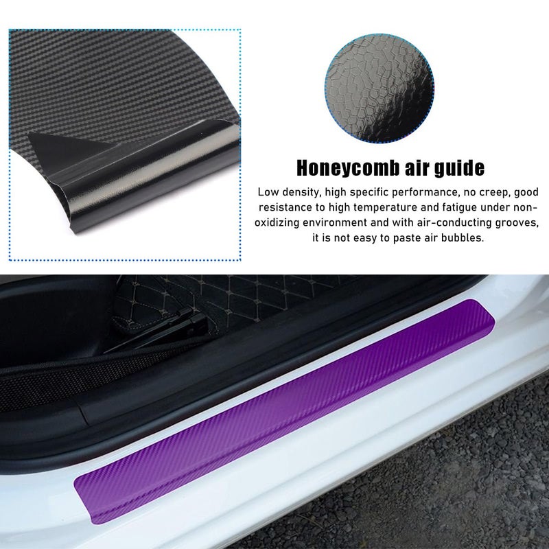 Suvnie 4 PCS Car Door Sill Protector, Carbon Fiber Auto Door Entry Edge Guard Sill Protection Sticker, Anti-Scratch Vehicle Threshold Cover Strips, Universal Decor Car Accessories (Purple, 3D) - Image 5