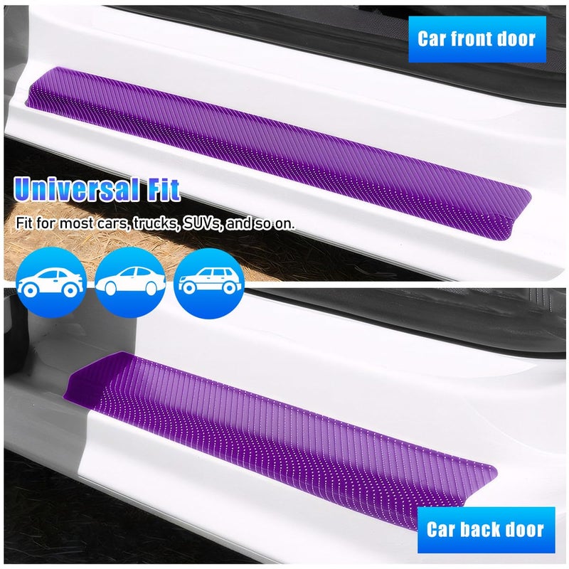 Suvnie 4 PCS Car Door Sill Protector, Carbon Fiber Auto Door Entry Edge Guard Sill Protection Sticker, Anti-Scratch Vehicle Threshold Cover Strips, Universal Decor Car Accessories (Purple, 3D) - Image 4