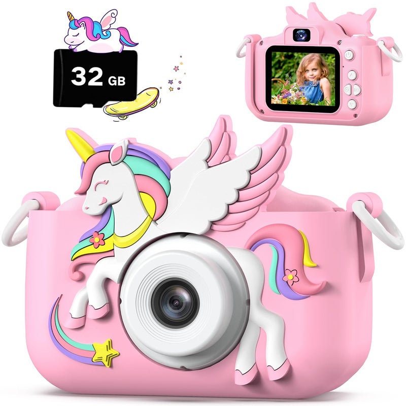 Cimizi Upgrade Kids Camera for Boys Girls Toddler Digital Selfie Camera with Cute Protective Cover and 32G SD Card Christmas Birthday Gifts Toys for 3 4 5 6 7 8 9 10 11 12 Years Old Little Girls and Boys - Image 2