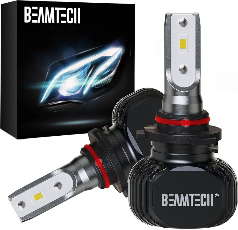 BEAMTECH 900-5 Bulbs, S1 Series HB-3 Fanlsess 300% Brighter 6500K White Fog Light, 2 Bulbs - Image 1